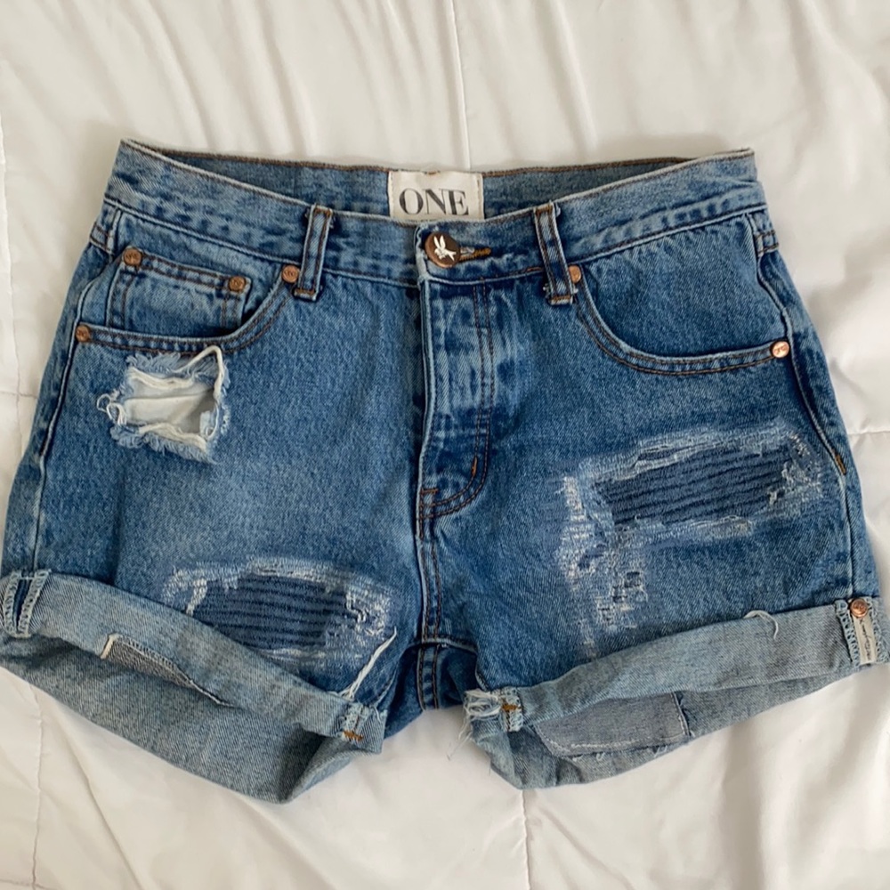 One Teaspoon | Chargers Distressed Shorts